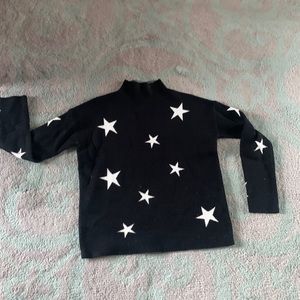 Tahari Black sweater with white stars